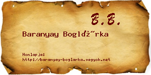 Baranyay Boglárka névjegykártya