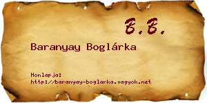 Baranyay Boglárka névjegykártya